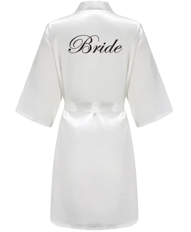 Wedding Team Bride Satin Kimono Robe