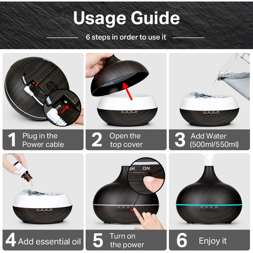 Wood Grain Remote Control Essential Oil Diffuser Air Humidifier