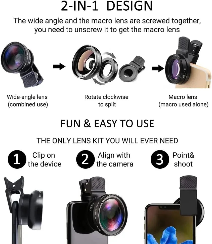 2-in-1 Mobile Lens Clip