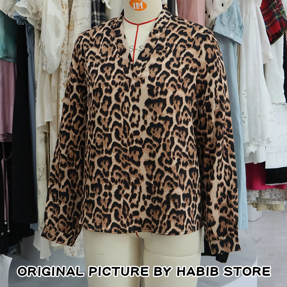 Elegant Leopard Satin Blouse