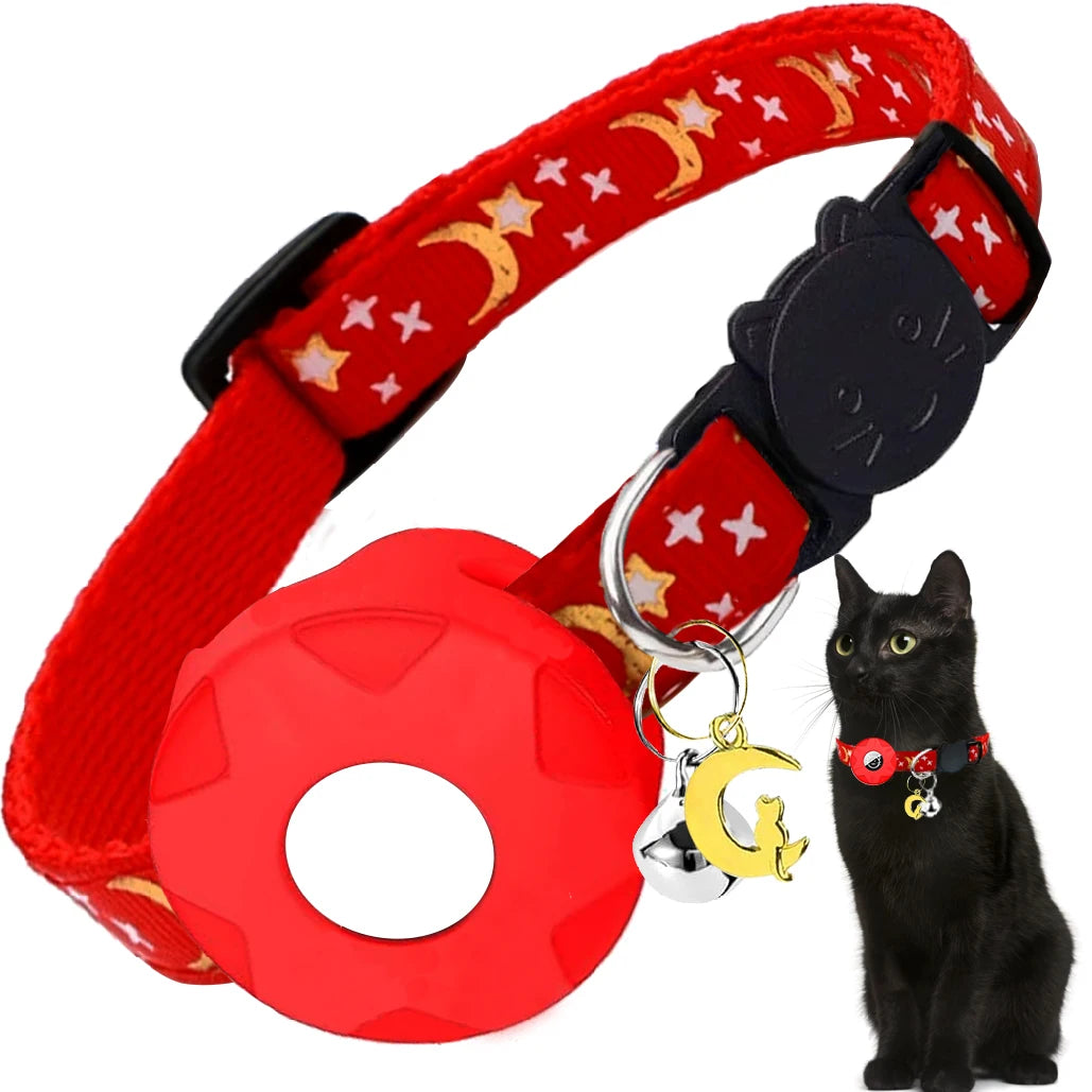 Adjustable Cat Collar with AirTag Holder