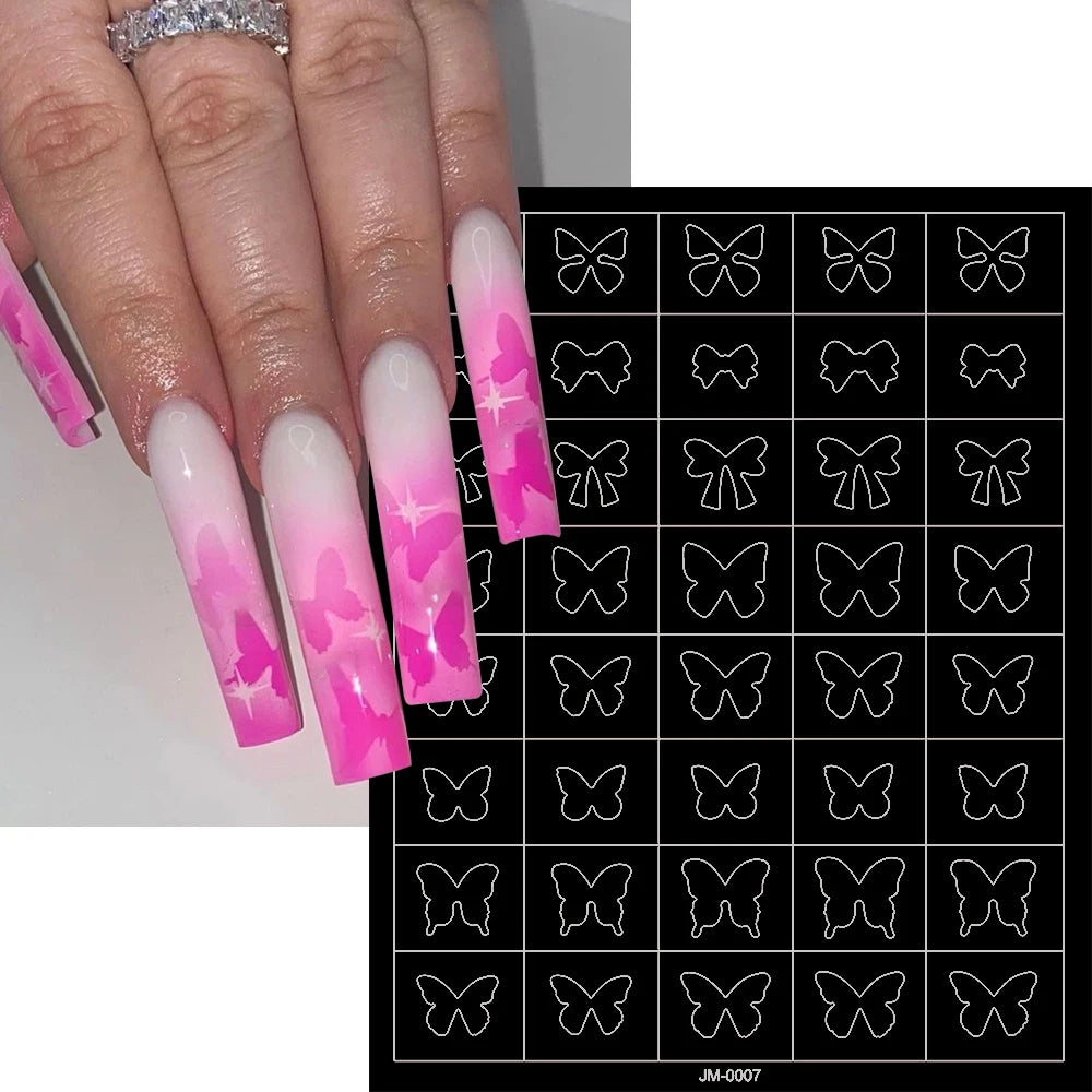 3D Self-Adhesive Airbrush Stencil Nail Stickers