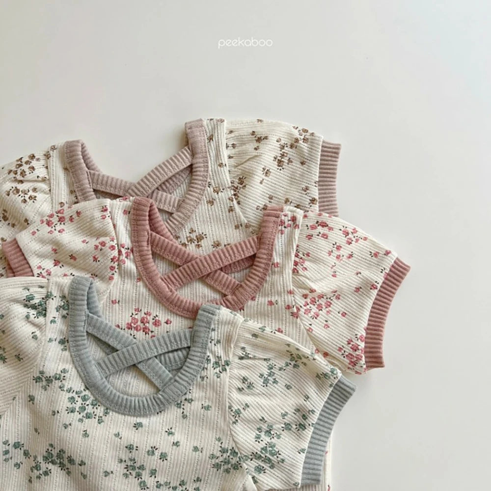 Korean Baby Floral Cotton Two-Piece
