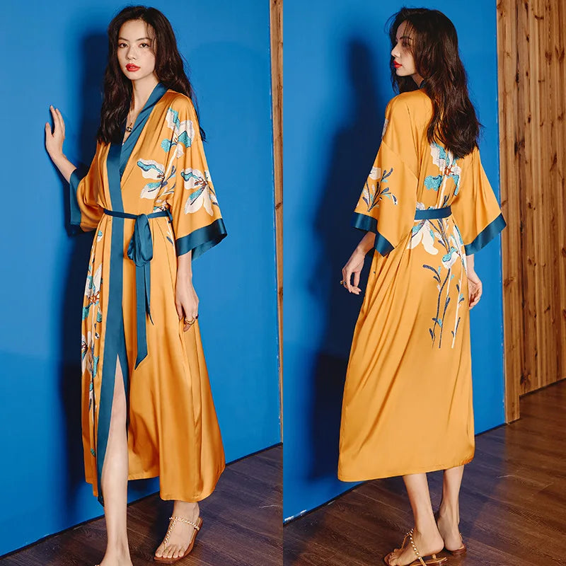Elegant Oversized Satin Kimono Robe