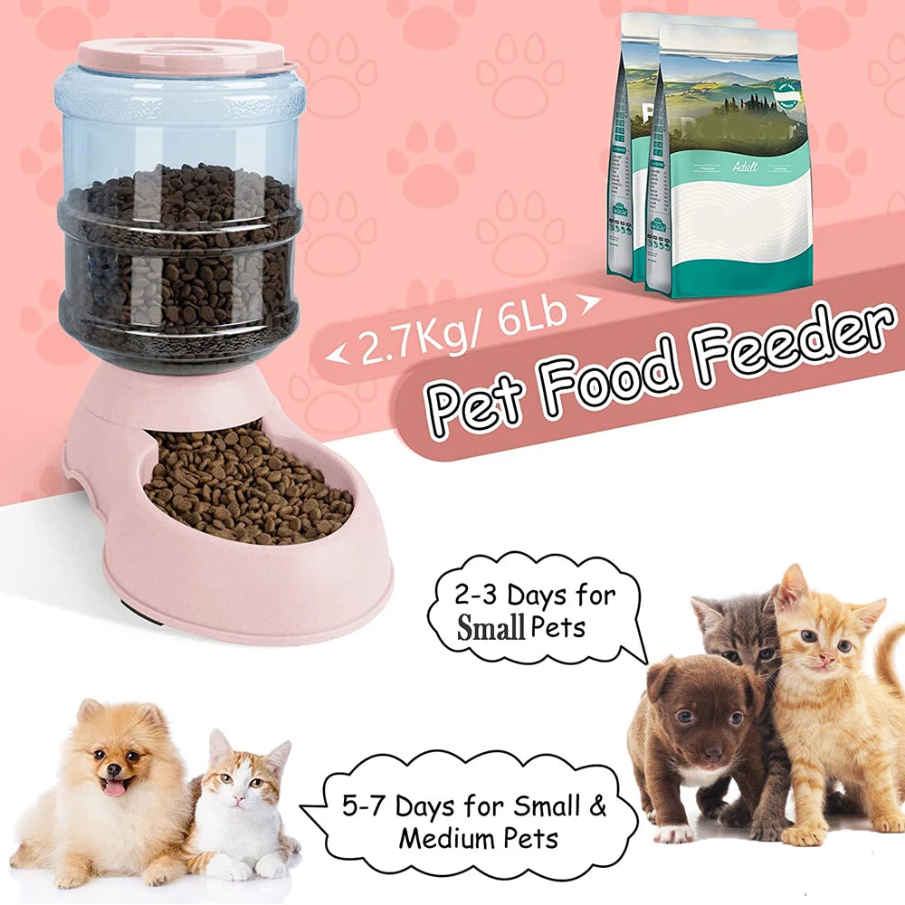 Large Capacity Automatic Pet Feeder with Water Dispenser Bowl