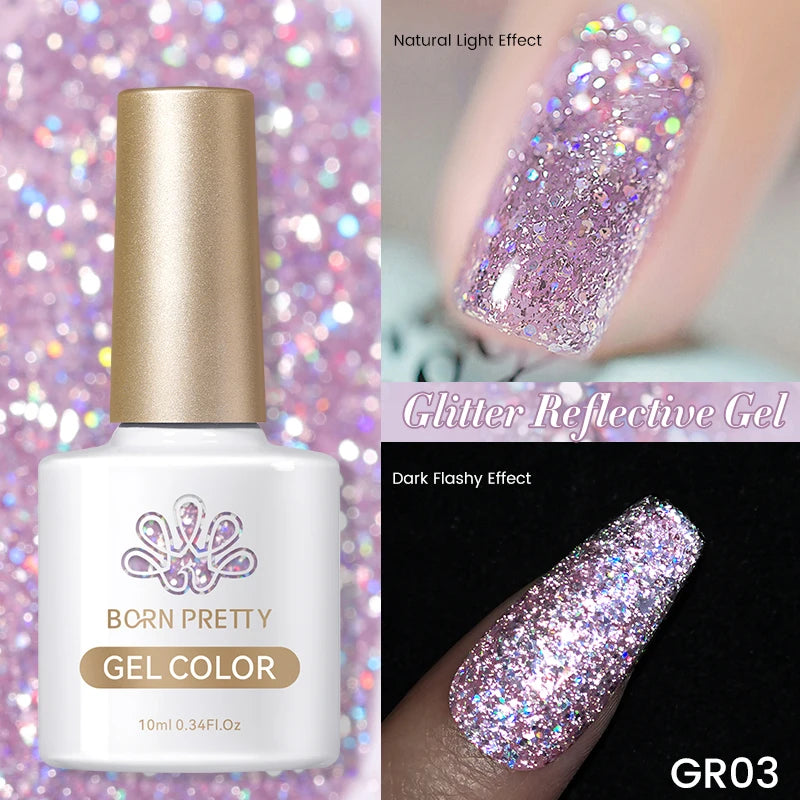 Champagne Silver Reflective Glitter Gel Polish
