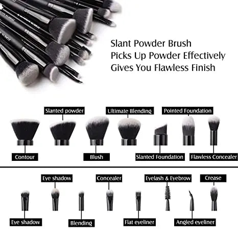 Luxury 15-Piece Black Makeup Brushes Set