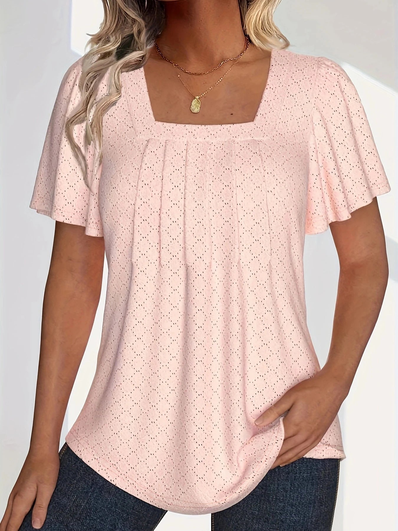 Plus Size Elegant Hollow Ruffle Sleeve Tops