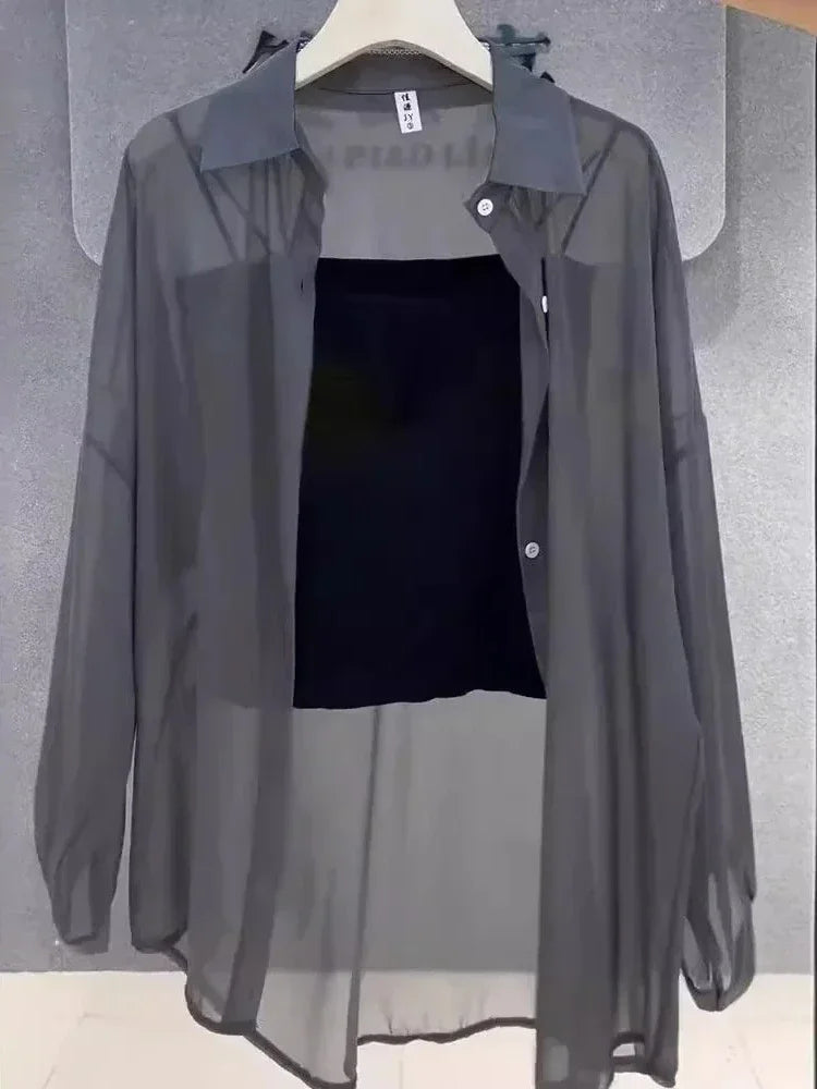 Summer Ice Silk Sheer Chiffon Blouse