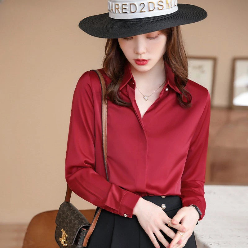 Red Satin Blouse