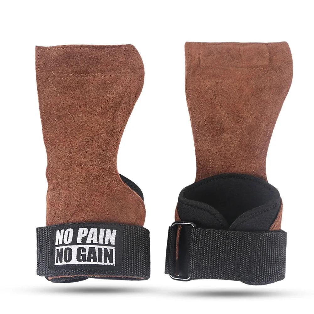 Cowhide Gym Grips with Wrist Wraps