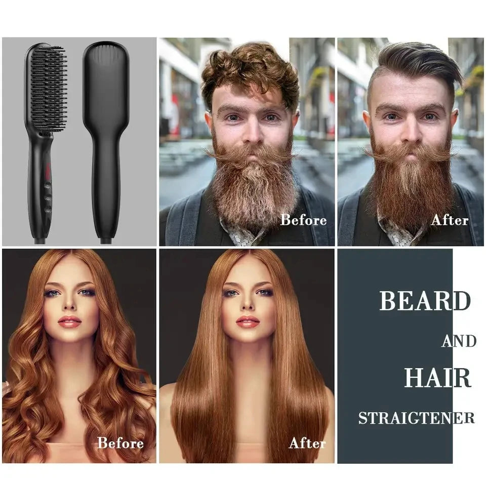 Electric Beard Comb Hair Straightener Brush