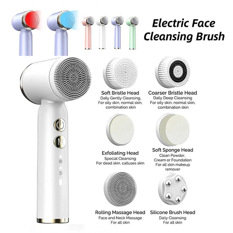IPX6 Waterproof 6-in-1 Sonic Electric Cleansing Brush