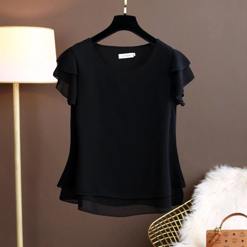 Summer Plus Size Loose Chiffon Blouse