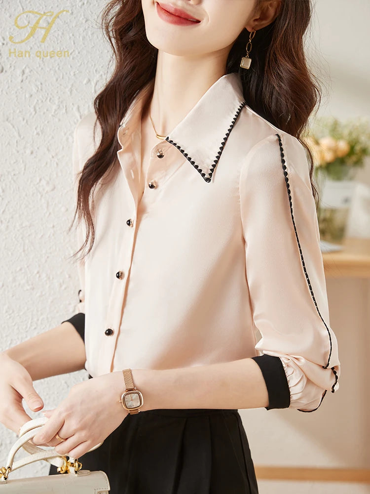 Colorblock Satin Blouse