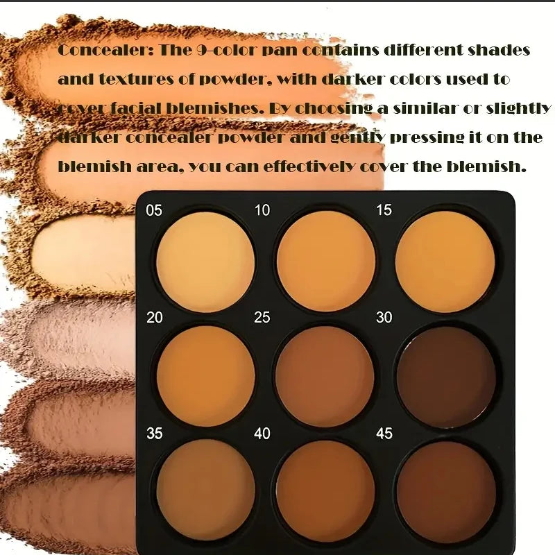 9-Color Waterproof Matte Contour Concealer Palette