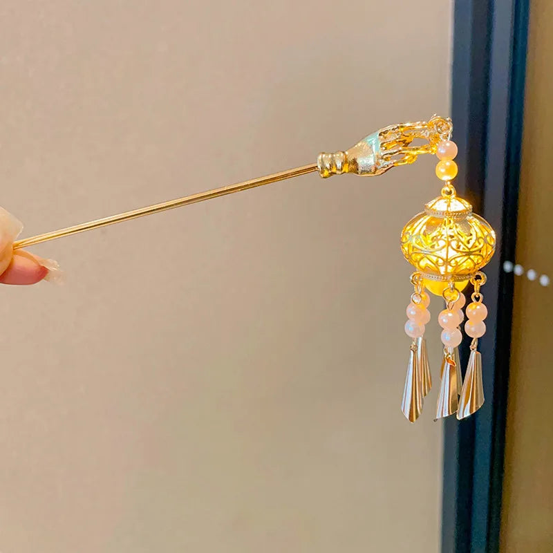 Elegant Peacock Pearl Tassel Hair Stick