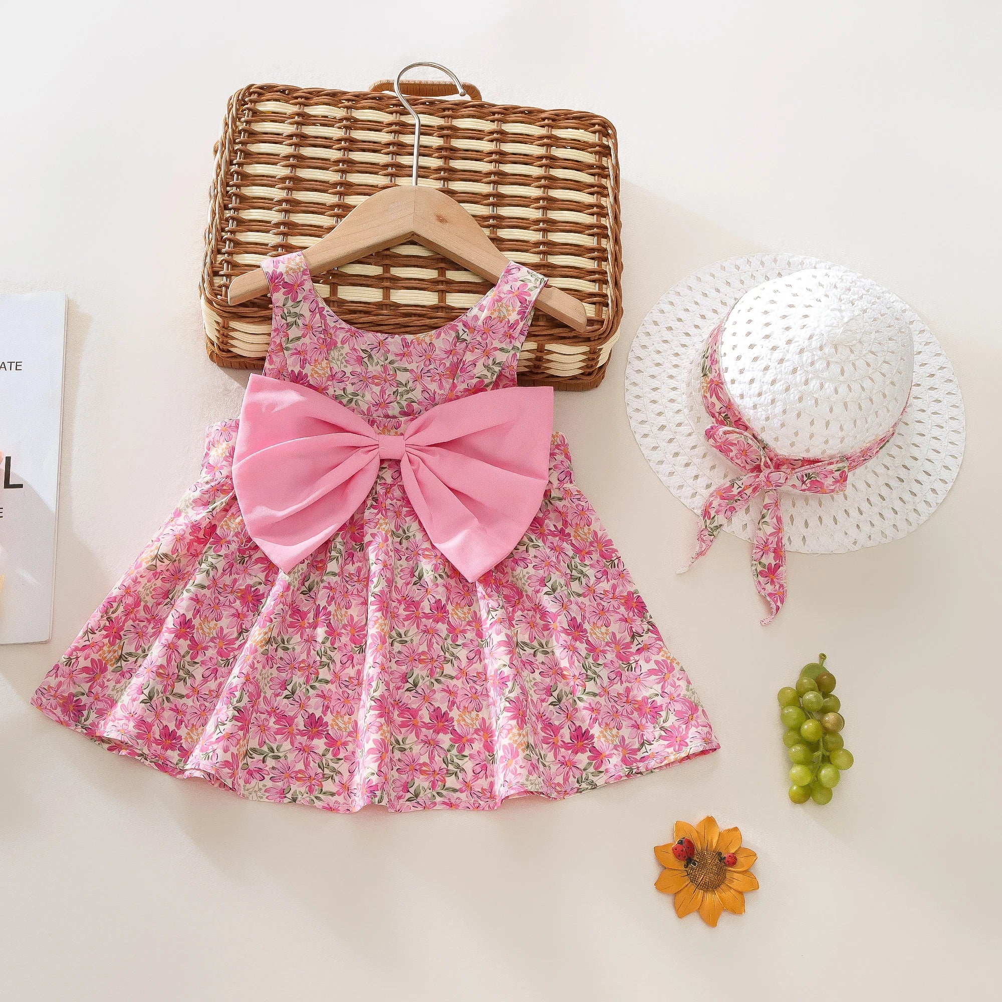 Floral Baby Dress with Sun Hat