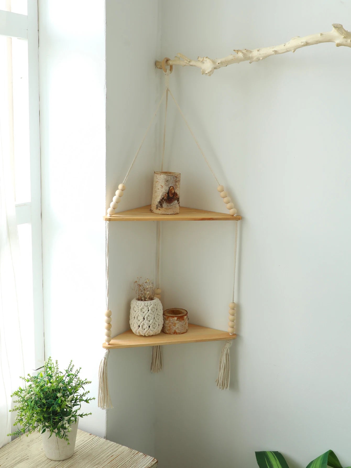 Wooden Corner Floating Shelf