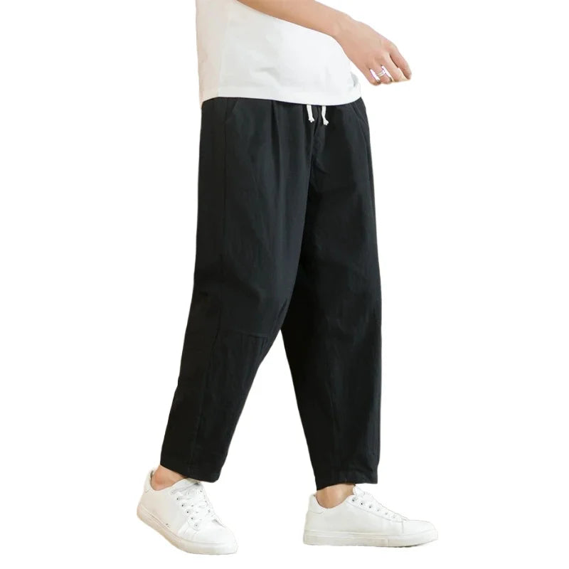 Cotton Linen Loose Drawstring Pants