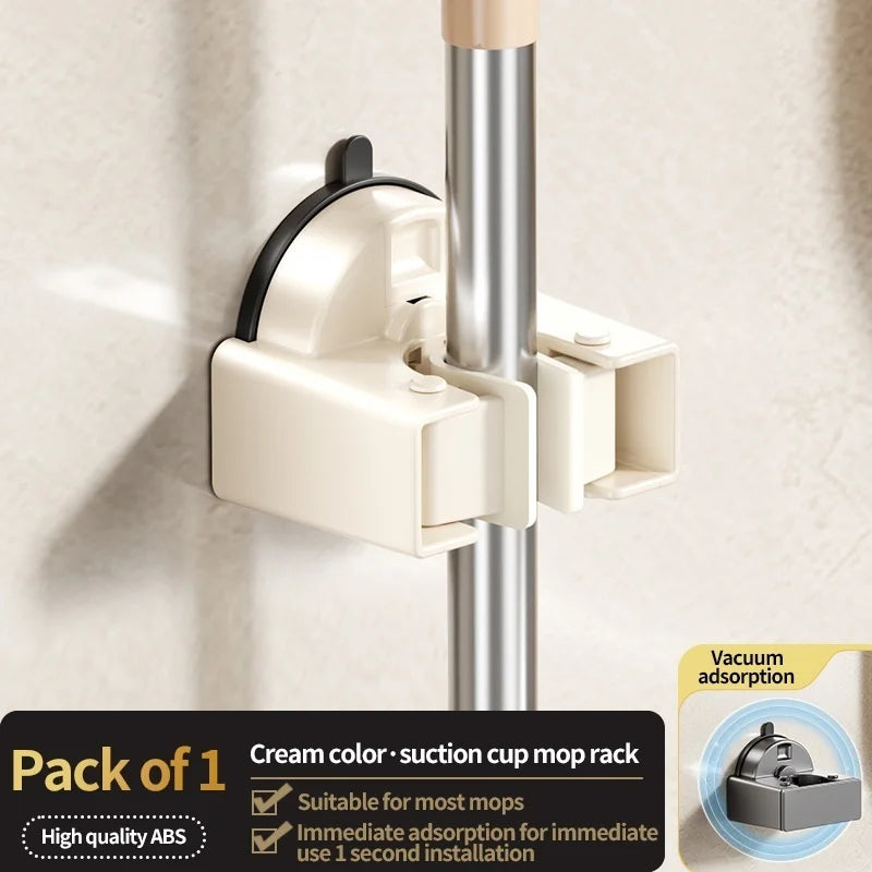 No-Drill Suction Mop Rack