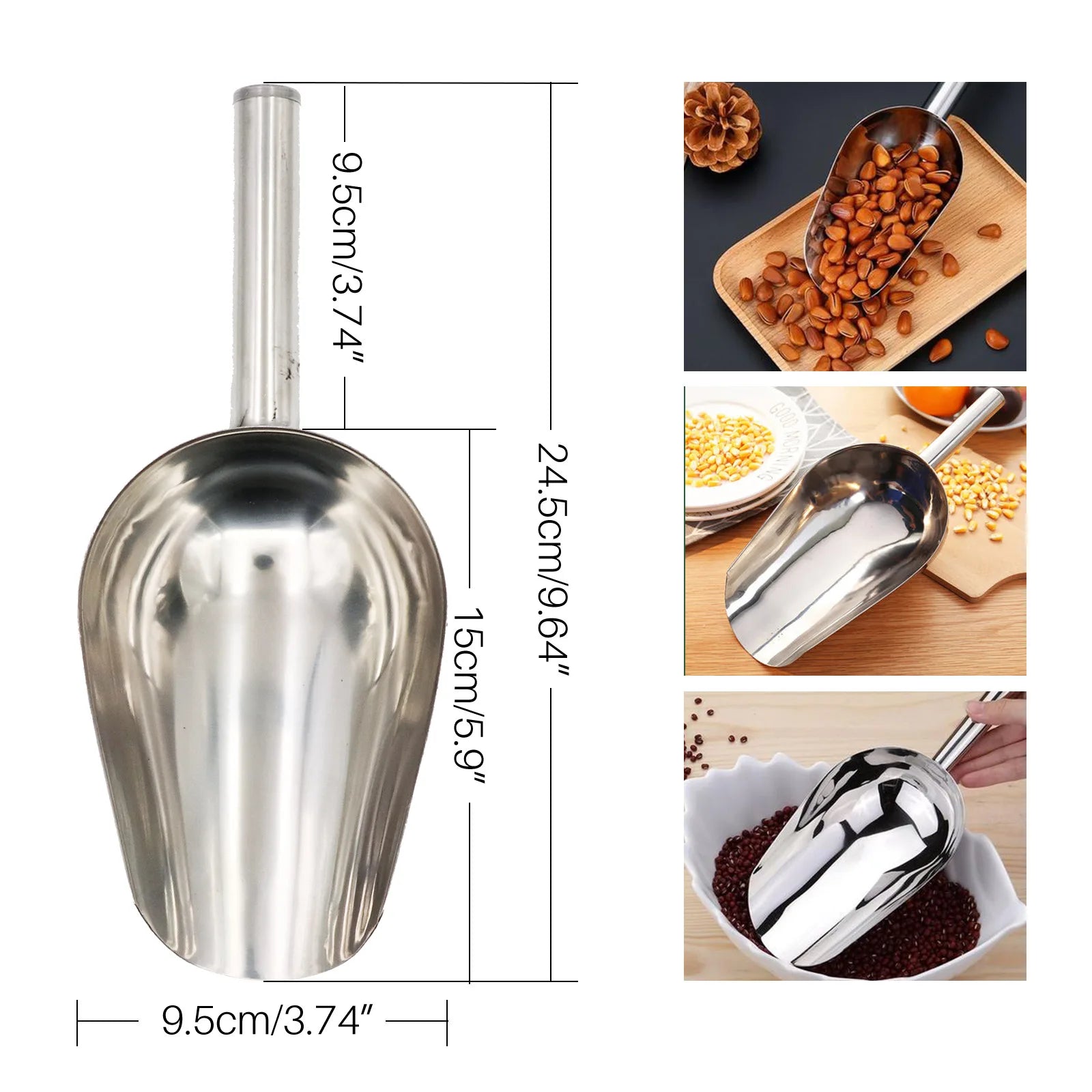 Stainless Steel Pet Food Shovel Large Capacity Dog Scoop