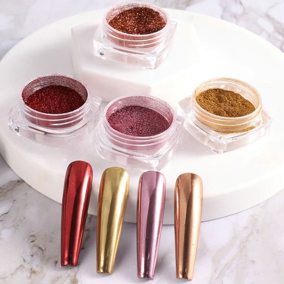 Gold and Silver Magic Mirror Chrome Powder for Metallic Nails