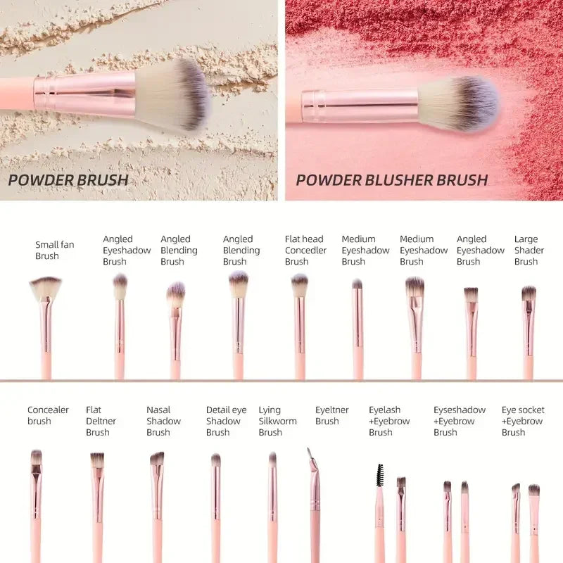 Complete Pink Makeup Brush Set