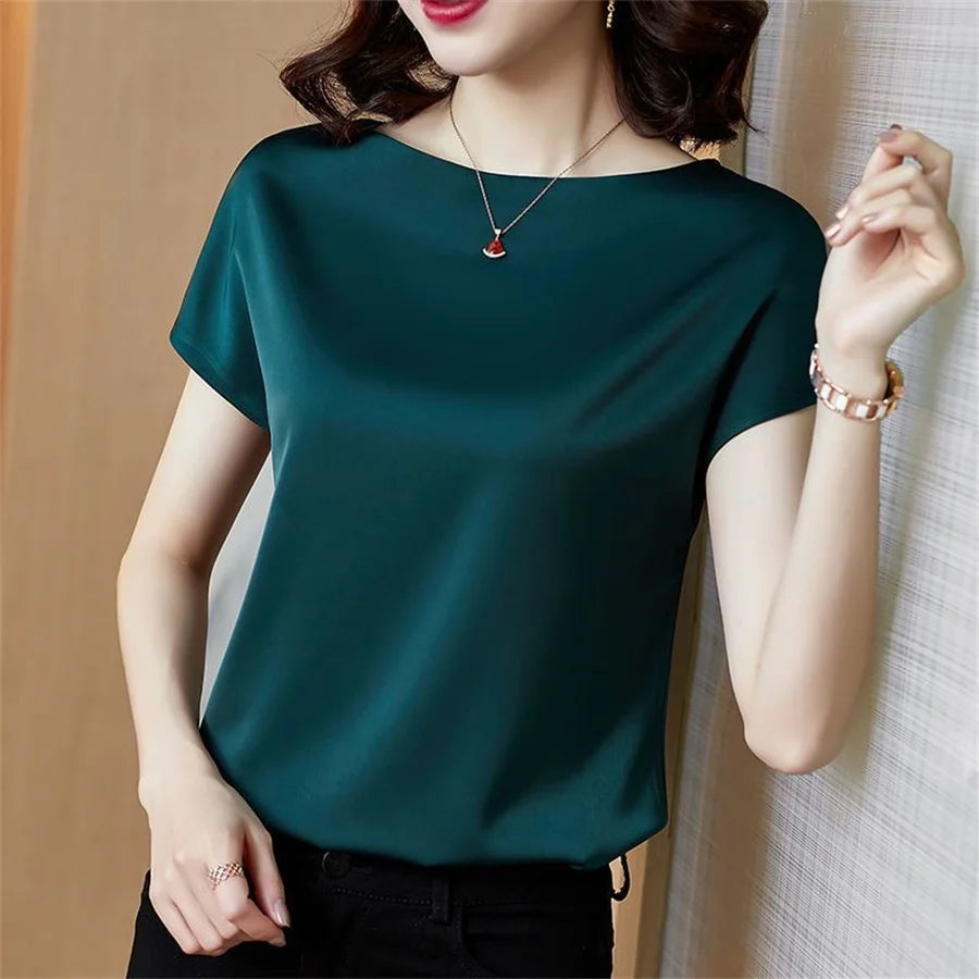 Elegant Satin Office Blouse