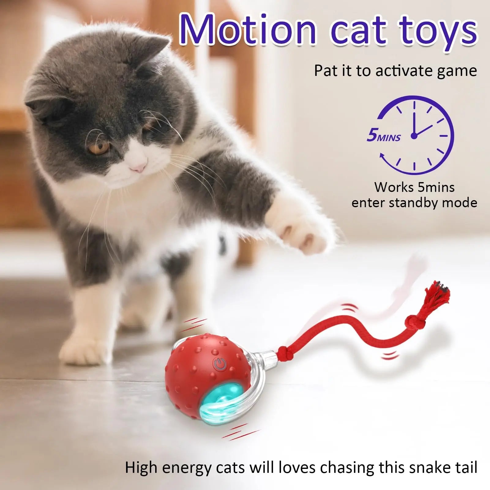 Interactive Rolling Ball: Motion Sensor Toy for Playful Cats