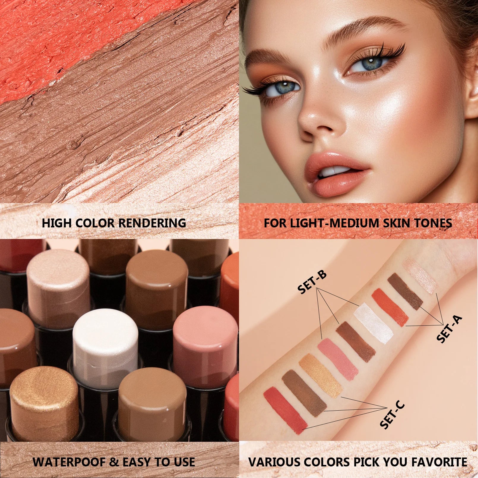 4-in-1 Cream Contour and Highlight Makeup Sticks