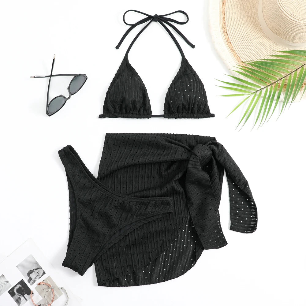 Summer Halter Bikini 3-Piece Set