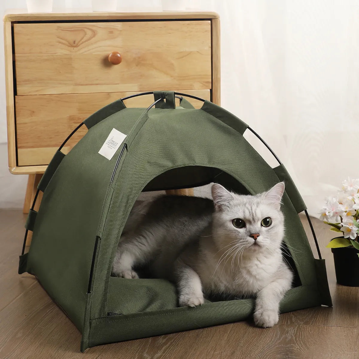 Cozy Cat Tent Bed with Warm Cushions