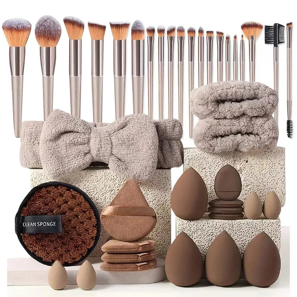 Complete Pink Makeup Brush Set