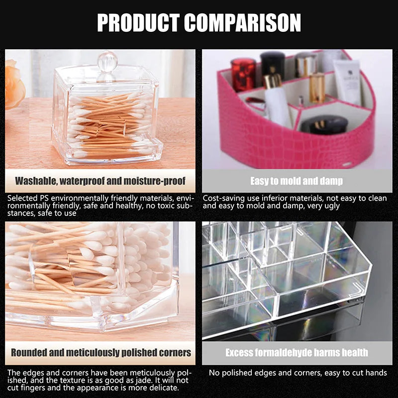 Makeup Organizer Bamboo Lid Container