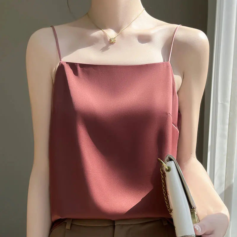 Korean Satin Sleeveless Tank Top