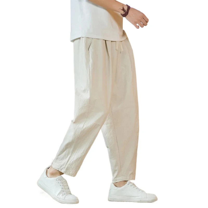 Cotton Linen Loose Drawstring Pants
