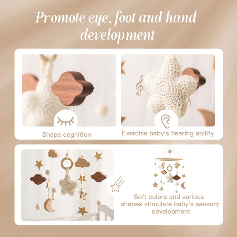 Wooden Baby Rattle Toy with Music Box