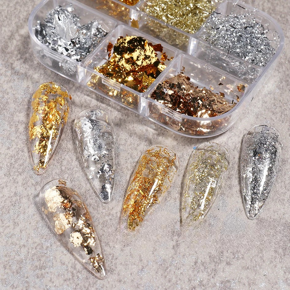 Gold Silver Aluminum Nail Art Flakes