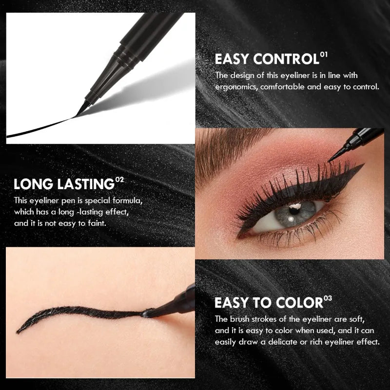 5-Pack Ultra-Fine Waterproof Black Liquid Eyeliner Pens