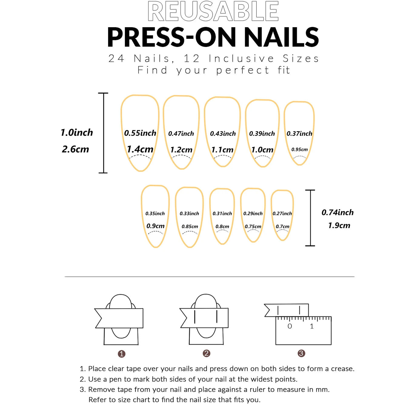 24PCS Pink French Almond Press-On Nails