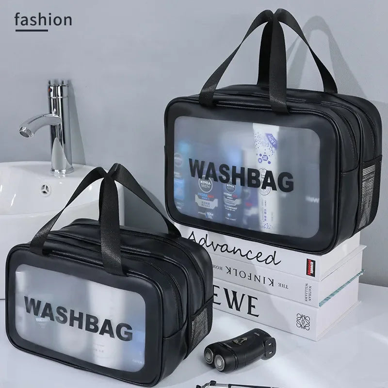 Double-Layer Transparent PU Makeup Bag