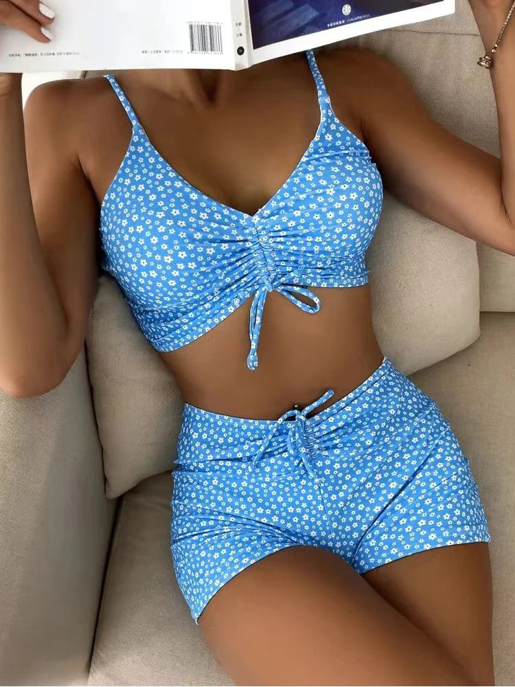 Floral Print High Waist Push-Up Bikini Swimwear Set