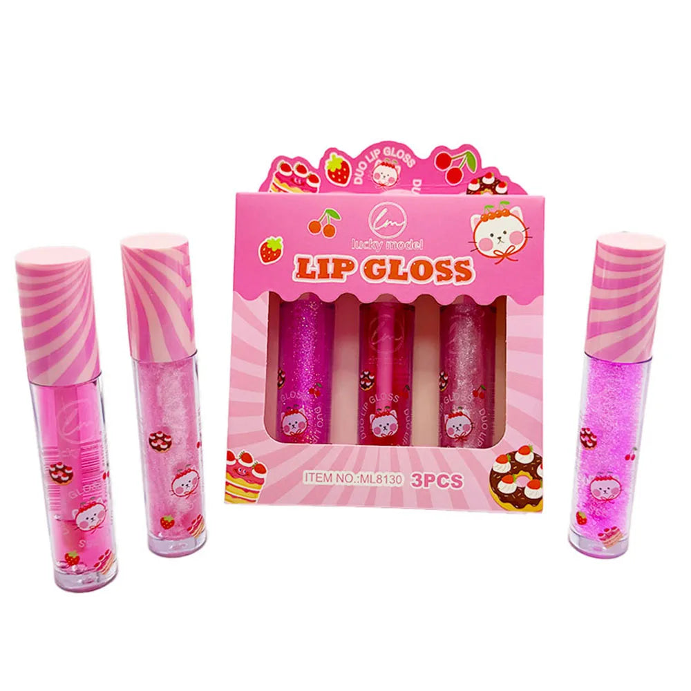 3-Piece Shiny Waterproof Lip Gloss Set