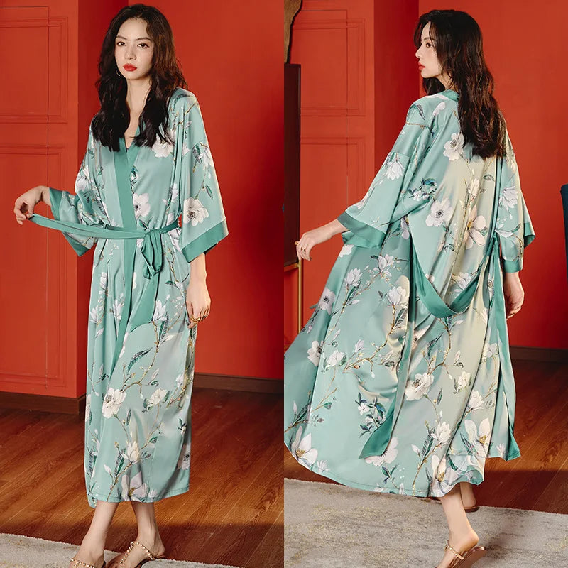 Elegant Oversized Satin Kimono Robe