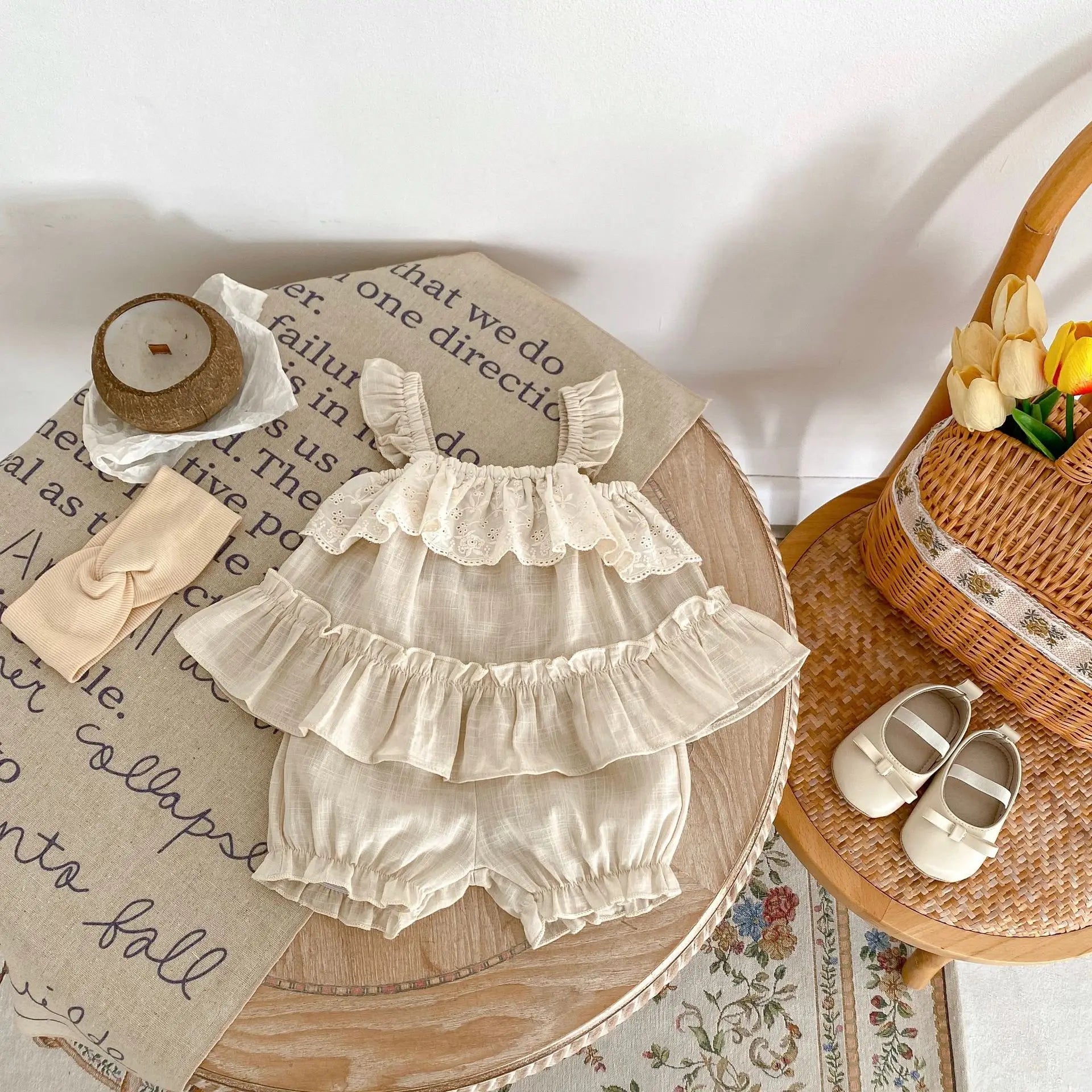 Sweet Ruffle Sleeve Baby Girls Summer Clothing Set by MILANCEL