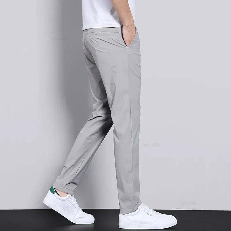 Ice Silk Slim Trousers, Quick-Dry