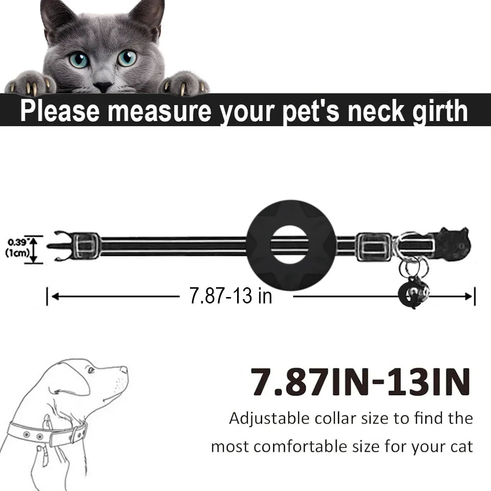 Adjustable Cat Collar with AirTag Holder