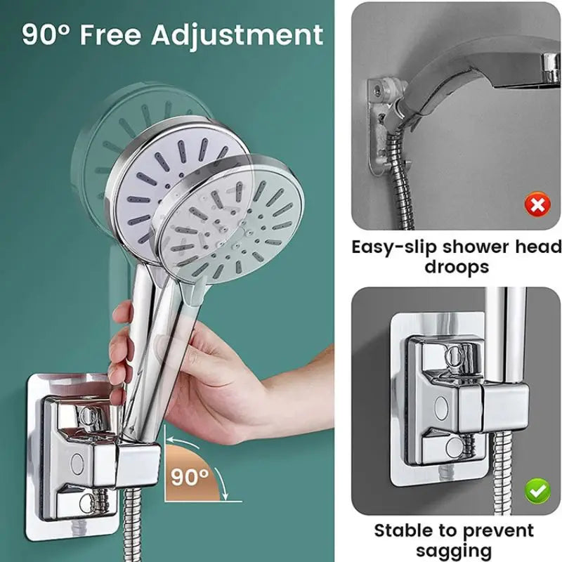 360° Adjustable Suction Cup Shower Head Holder Wall Mount Bracket