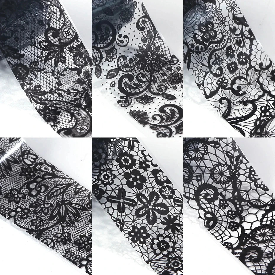 Black White Lace Nail Art Foil Set